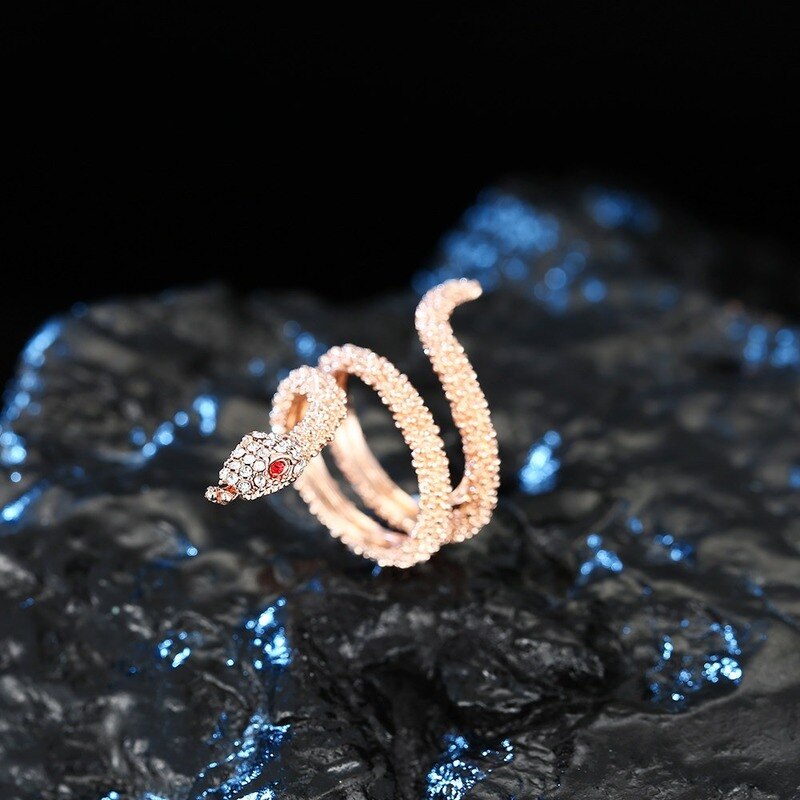 gotisch Schlange Ringe für Frauen Hochzeit Schmuck Zubehör Freund Rose Gold Ebene Bling Kristall Index Finger Ring