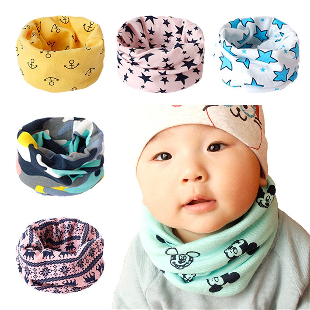 Children Cotton Scarf Baby Kids Autumn Winter Warm Hijab Scarf Boys Girls Cartoon Scarves Collar O Ring Magic Neckerchief