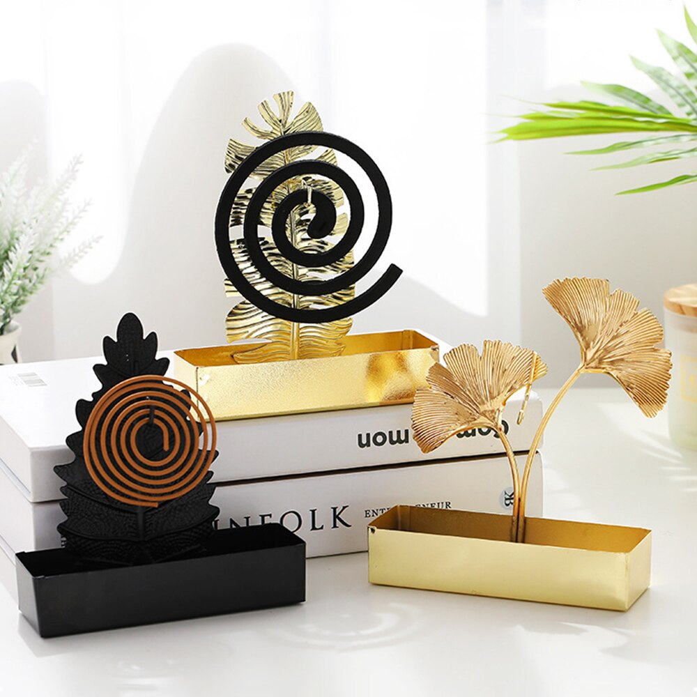 Porte-encens anti-moustique en forme de feuille de Ginkgo, support de bobine en fer, porte-encens répulsif d&#39;insectes , décoration de maison,