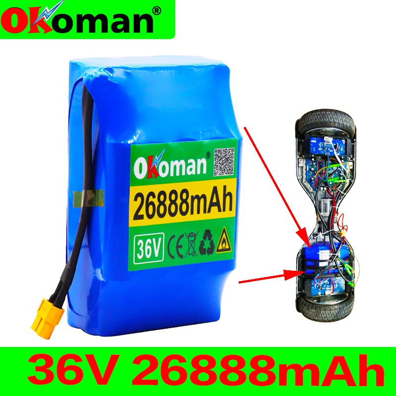10S2P 36V Lithium-Ion Oplaadbare Batterij 26888 Mah 26.8AH Accu Voor Elektrische Self-Zuig Hoverboard Eenwieler