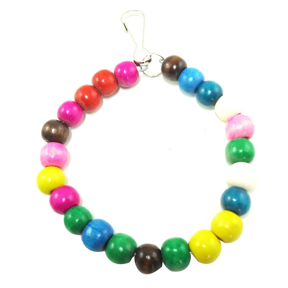 Natural Wooden Parrots Swing Toy Birds Colorful Beads Bird Supplies Bells Toys Perch Hanging Swings Cage for Pets parrot toys