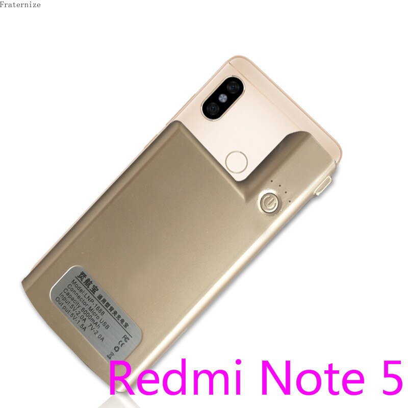 For Xiaomi Redmi Note 4 4XExternal battery charger case Portable power bank For Xiaomi Redmi Note 5 5A charging Cover Global: Redmi Note5-Gold