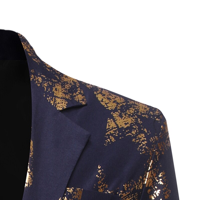Shenrun hommes Blazers noir bleu marine or imprimé veste mariage costume casual Blazer chanteur hôte DJ scène vestes musicien Costumes