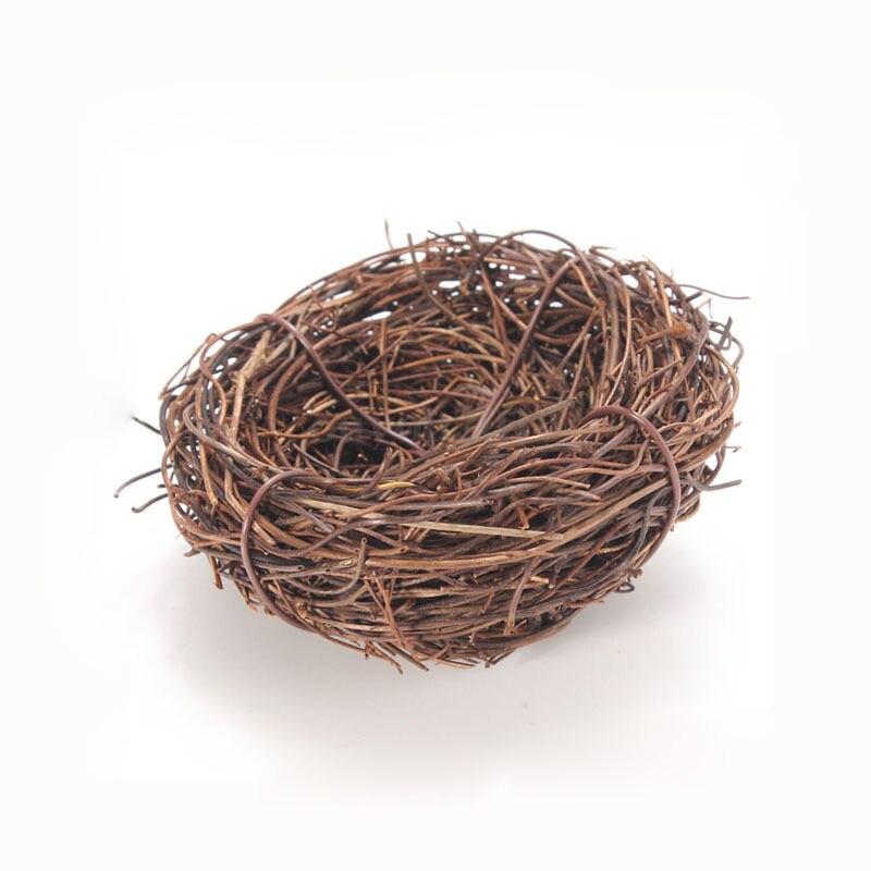 1PC Cute Handmade Vine Brown Bird Nest House Nature Craft Home Decoration: 8cm