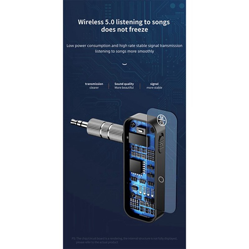 Bluetooth 5.0 Car Transmitter Receiver Car Transmitter Receiver with EDR 3.5mm Audio Adapter and for Car Stereo