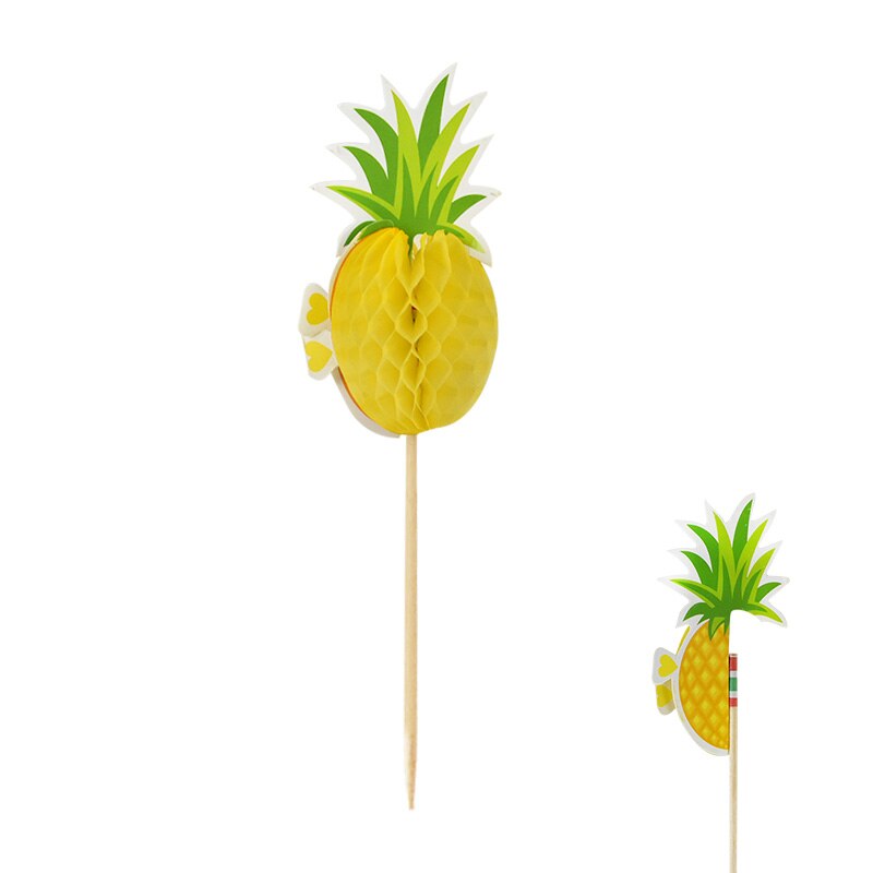 Flamingo Pineapple Cupcake Topper Fruit Toothpick for Hawaii Theme Beach Party Decoration Wedding Birthday Cake Topper Supplies8: A01 / 40pcs