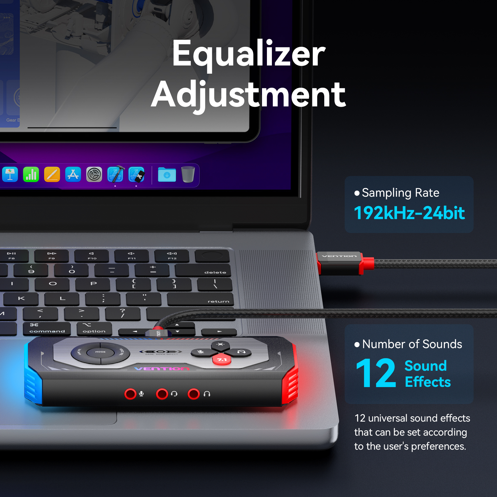 Vention External USB Computer Sound Card 7.1 Channel for Gaming External Audio Amplifier USB Adapter Plug and Play for PC Laptop