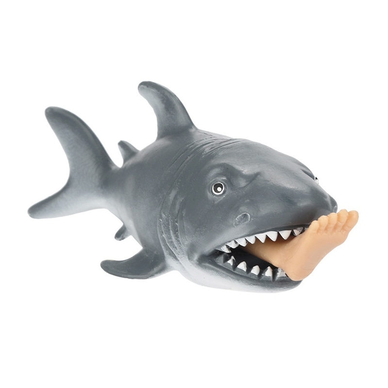 Kunststoff Kreative Anti Stress Squeeze Spielzeug Hungrig Shark mit Pop Heraus Surfer Bein Spielzeug Stress Relief Lustige Parodie Trick