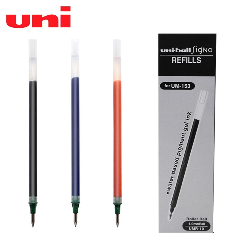 12pcs /lot Uni Gel Pen Refill UMR-10 Water Refill for UM-153 Original Refill Red Blue Black 1.0mm