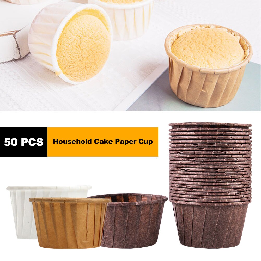 50Pcs Behandeld Papier Souffle Portie Cups Voor Meten Cupcake Cup Bakken En Hoge Temperatuur Cup Huishoudelijke Cakevorm