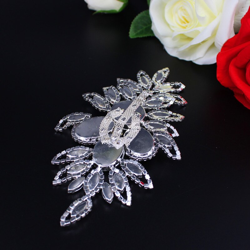 couture sur Bling fleur strass Applique argent cristal Applique soirée robes de mariée bricolage décoration