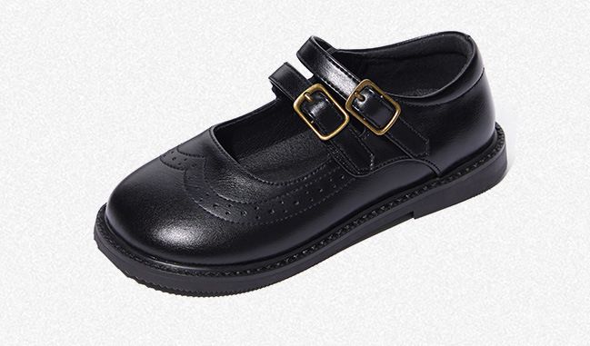 Girls Leather Shoes British Style School Performance Kids Wedding Party Shoes White Black Casual Children Moccasins Shoes KS704: Black / 32