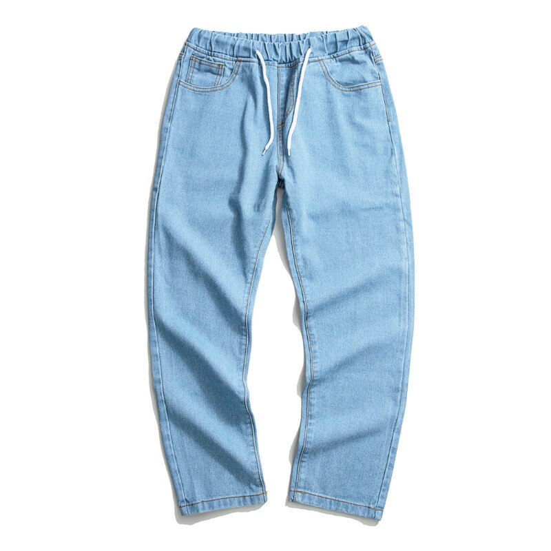 Jeans for menn pluss-størrelse 3xl løse ankellange enkle all-match jeansbukser med strikk i midjen, fritidsklær, trendy streetwear