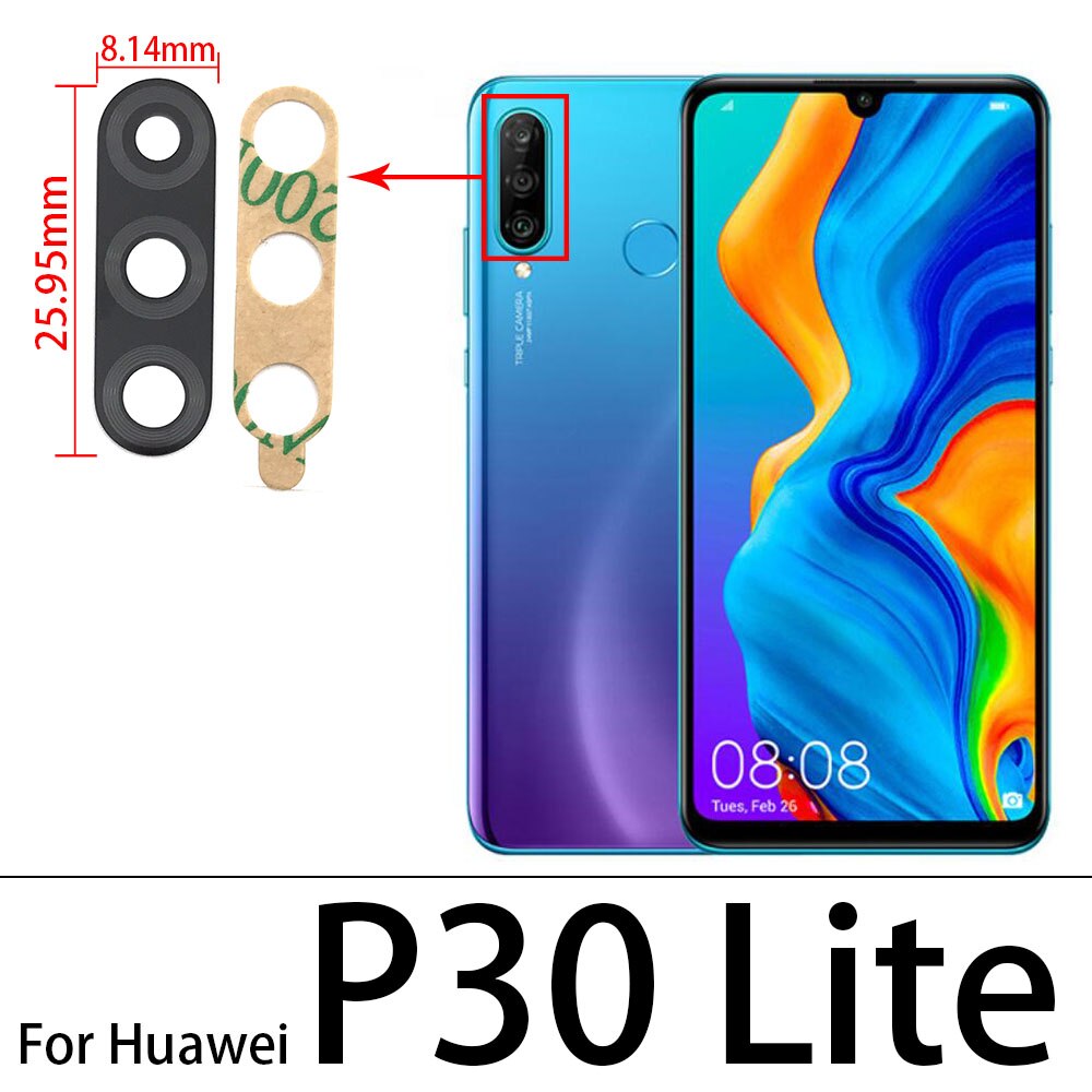 Per Huawei Honor 9X V20 20i 20 20S 30S 30 P30 Pro P40 Lite Posteriore Posteriore Dell'obiettivo di Macchina Fotografica copertura in vetro di Ricambio con Adesivo: P30 Lite