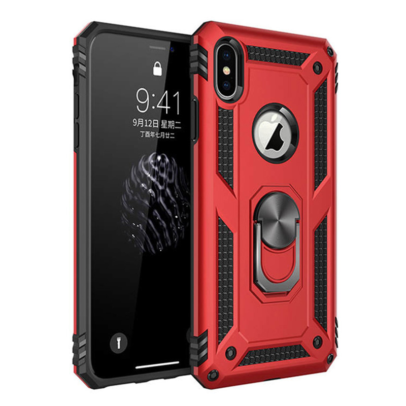 Shockproof Armor Holder Case For iPhone X XS Max XR 7 6 Cases Magnetic Ring Phone Cover For iPhone 6 6s 7 8 Plus Holder Case: Cotton Fabric / Beige