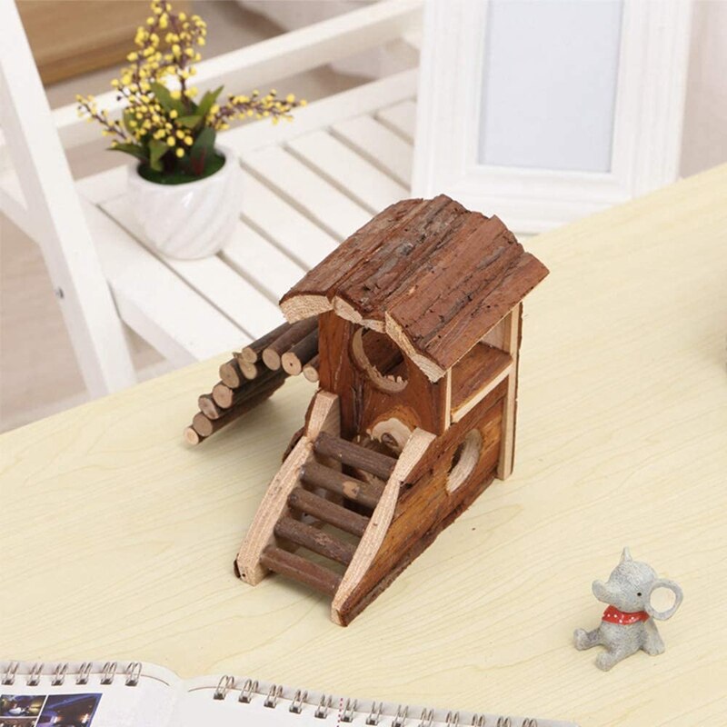 Hamster Wooden House Small Pets Hideout for Hamster Cage Hut Natural Wood Hut House Living House