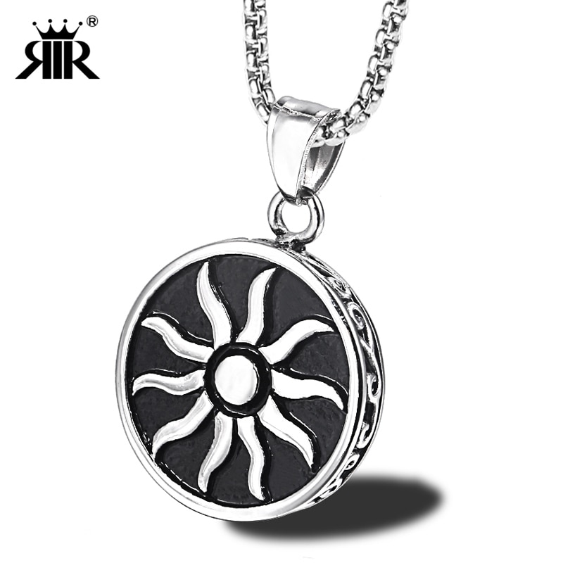 RIR Illuminati Sun Necklace Gold Stainless Steel Chic Minimalist Sun Charm Necklace For Men Punk Rock Style Jewelry