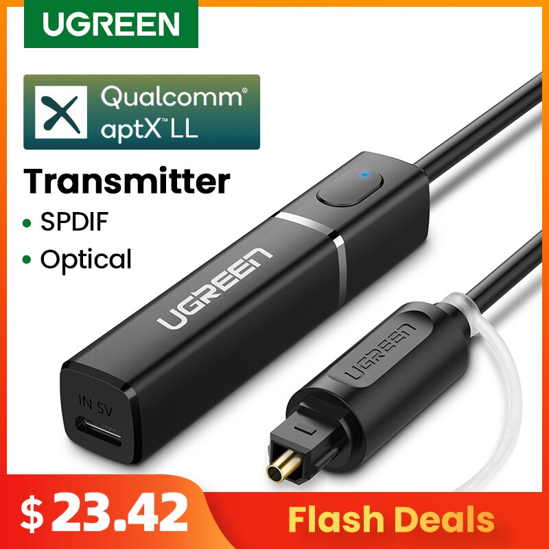 Ugreen bluetooth sender 5.0 til tv pc  ps4 aptx ll spdif toslink digital optisk lyd musik trådløs bluetooth 5.0 adapter