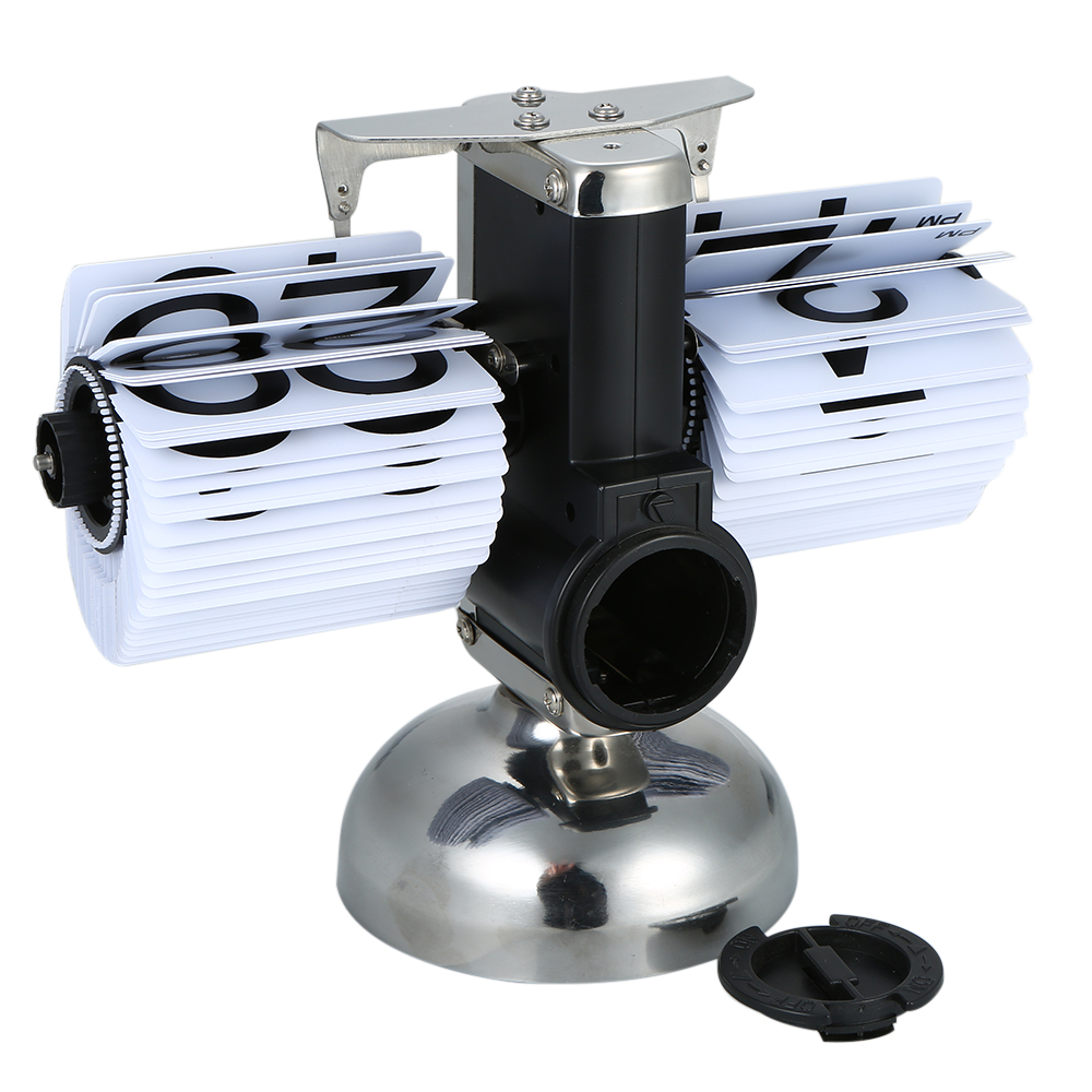 Small Scale Table Clock Retro Flip Over Clock Stainless Steel Flip Internal Gear Operated Quartz Clock Black/White