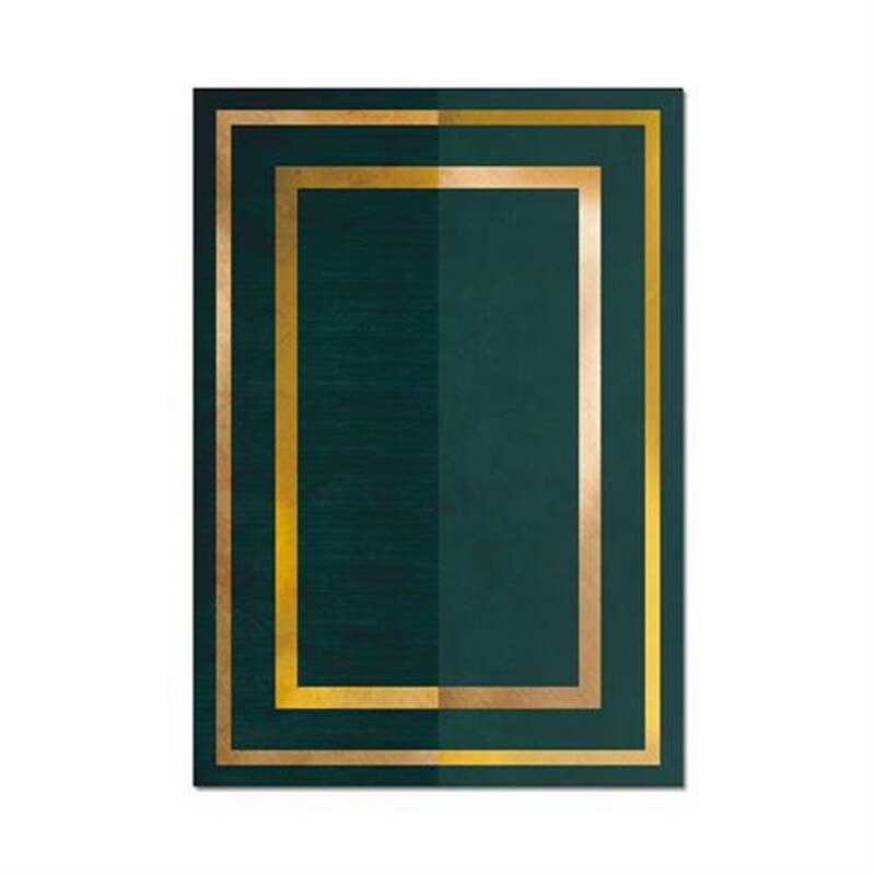 Dark Green Geometric Gold Edge Luxury Carpet Livingroom Anti-slip Mat For Kitchen Floor Long Door Carpet Bed Side Rug: 100x160cm