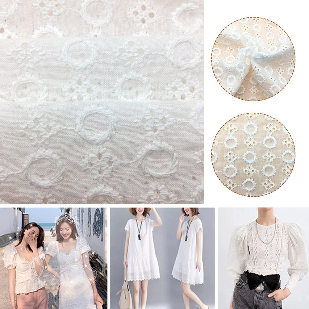 Cotton Blend Wedding Home Textiles DIY Sewing Embroidered Fabric White For Sewing Decoration Lace Fabric For Wedding Dresses