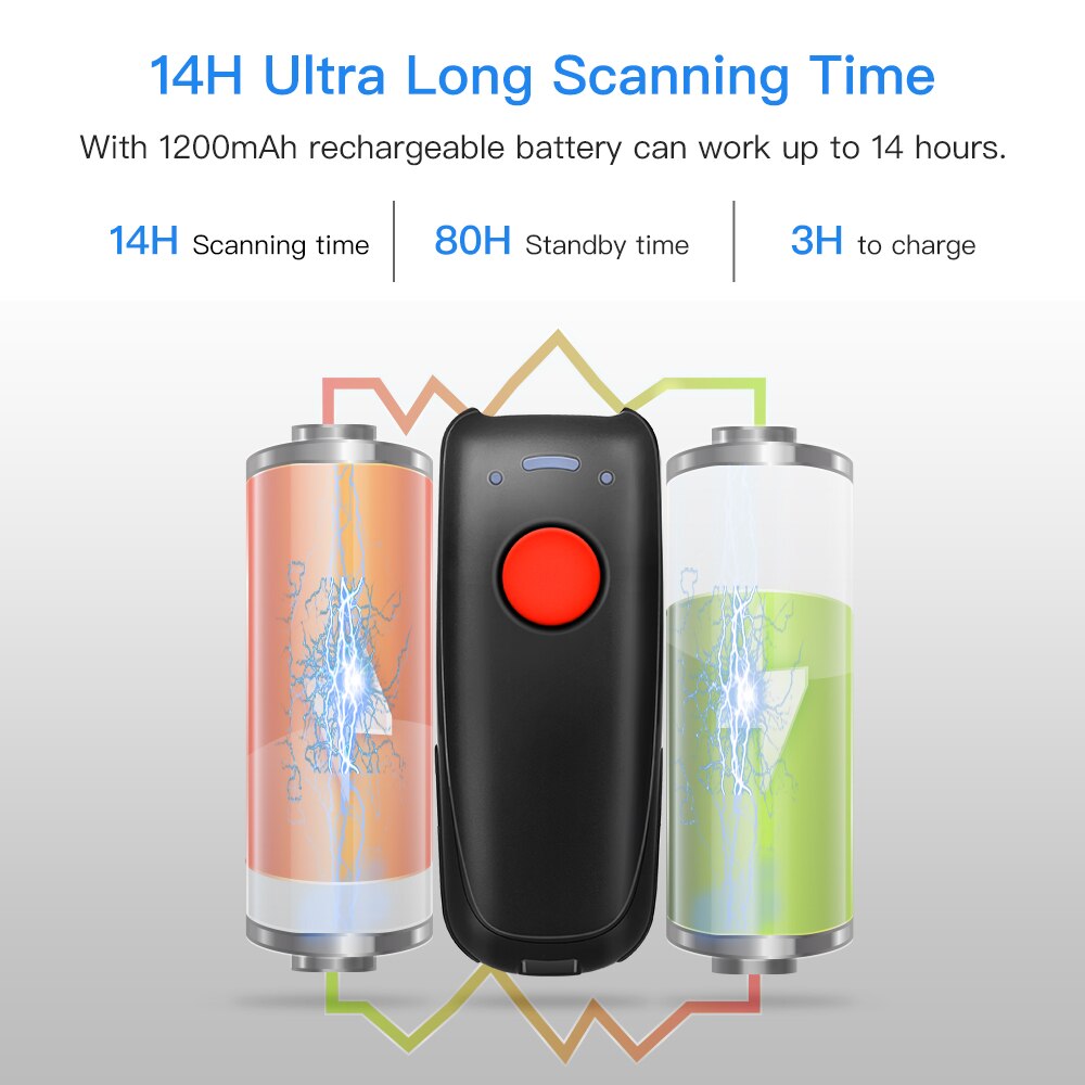 Eyoyo EY-004A 1D 2D QR Wireless Bluetooth Barcode Scanner Portable Reader Red Light CCD Bar Code Scanner for Ios Android Windows