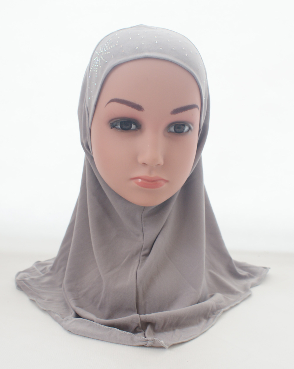 Foulard Hijab arabe pour enfants, couvre-chef avec strass pour l&#39;école, couvre-chef islamique pour enfants de 2 à 6 ans: 24 Gray