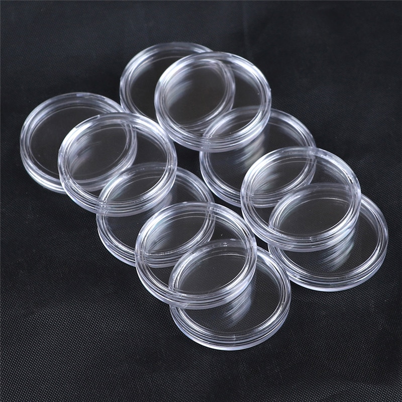 10Pcs Transparante Kleine Ronde Herdenkingsmunt Houder Voor Coin Collection Plastic Clear Coin Capsules Doos Dia.25mm 32Mm 35mm