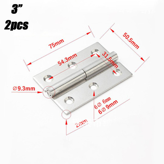 2pcs Detachable Hinge Slip Joint Flag Lift Off Detachable Door Stainless Steel Home Improvement Furniture Supllies Household: 3inch