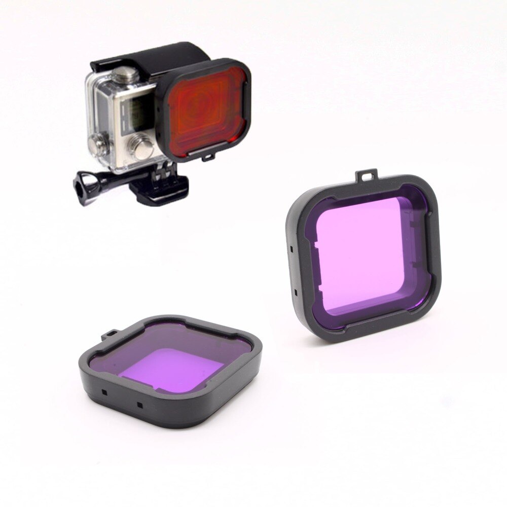 Gopro tarvikkeet sukellussuodatin punainen/oranssi/keltainen/harmaa/violetti vedenalaisen sukelluslinssin suodatin gopro hero 3+/ 4 :lle