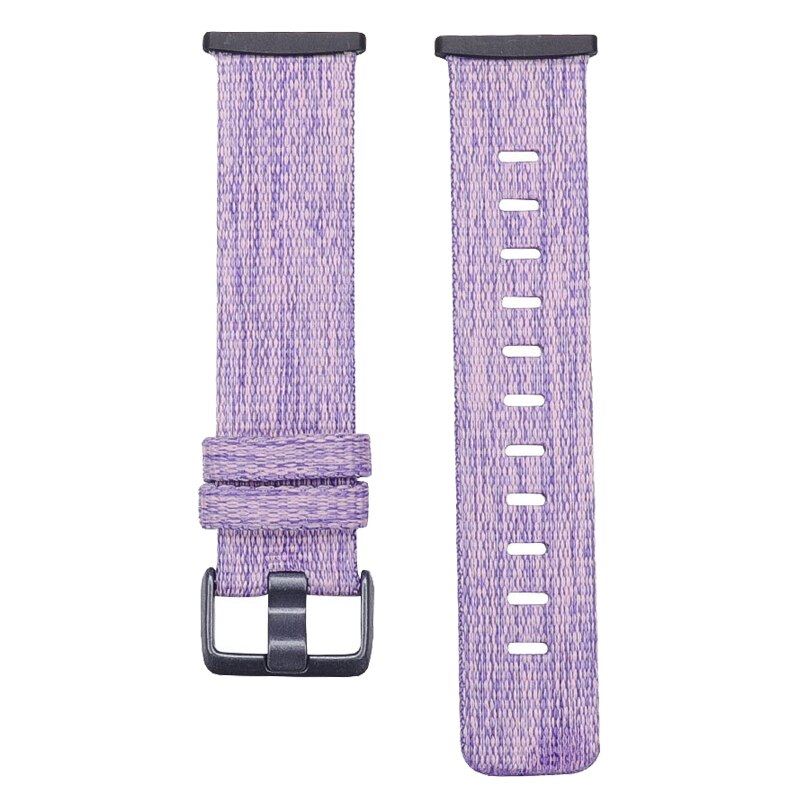 Nylonbånd til fitbit versa 3 strop lærred vævet armbånd armbånd erstatning for fitbit sense bands tilbehør kvinder mænd sl: Lilla / S