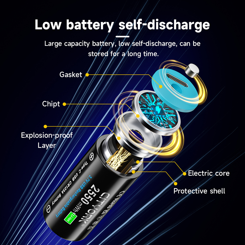 CITTORK 100% pojemność 3,7 V CR123 CR123A akumulator typu C USB ładowanie RCR123 16340 16350 baterie litowo-jonowe