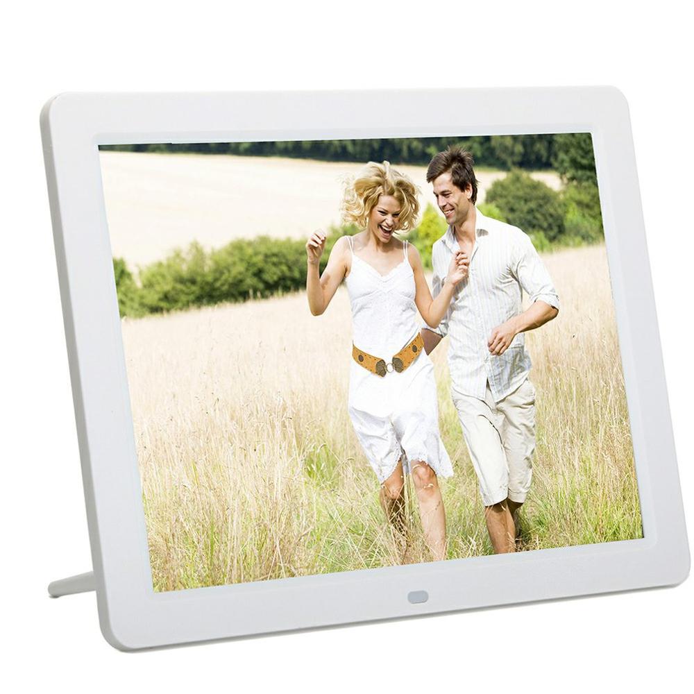 LED Multi-function High-definition Digital Photo Frame Electronic Album Business Advertising Machine Picture Browsing: White / US Plug