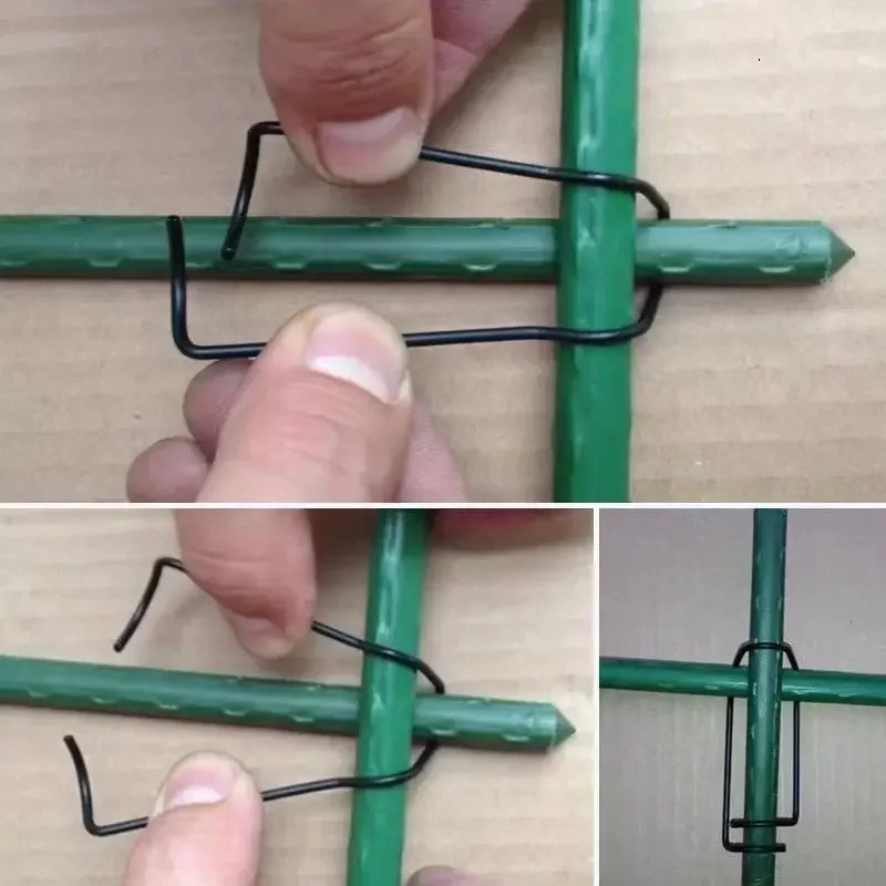 Garden Trellis Clips Metal Plant Vine Stakes Connectors Climbing Frame Buckles for Tomato Cucumber Eggplant Vegetable Support