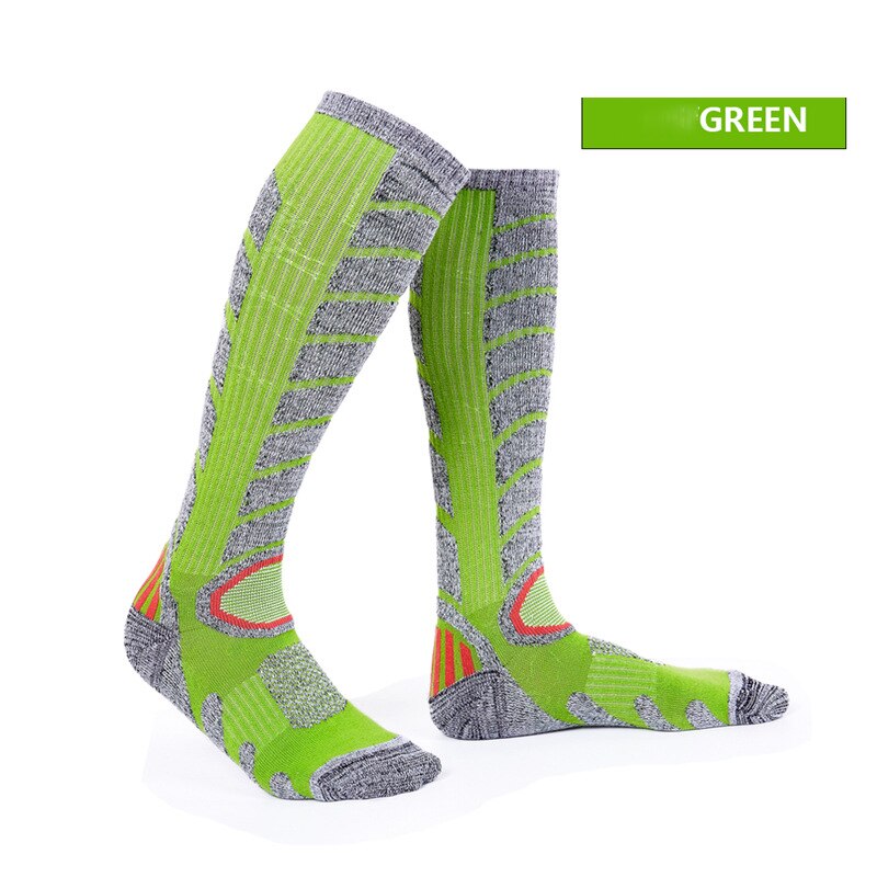 2 Pairs Women Ski Socks Outdoor Hiking Climbing Skiing Sports Socks Female Winter Keep Warm thick Cotton Sock: green M