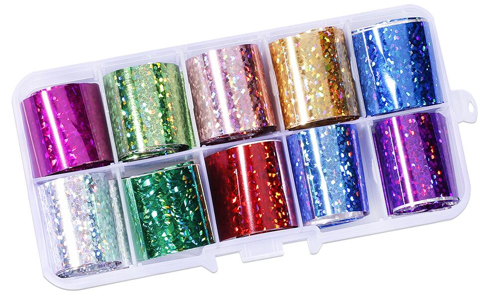 10 Rolls/Doos Sterrenhemel Nail Folie Sticker Holografische Papier Decals Nail Art Transfer Sticker 2.5*100 Cm nail Glitter Tips Vr/657: 7