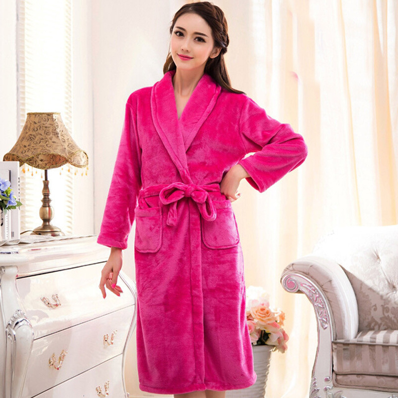 Women's Robe Flannel Pajamas Winter Bathrobe Pyjamas Autumn and Warm Coral Bath Velvet Suit Badjas Female Sleepwear Robes