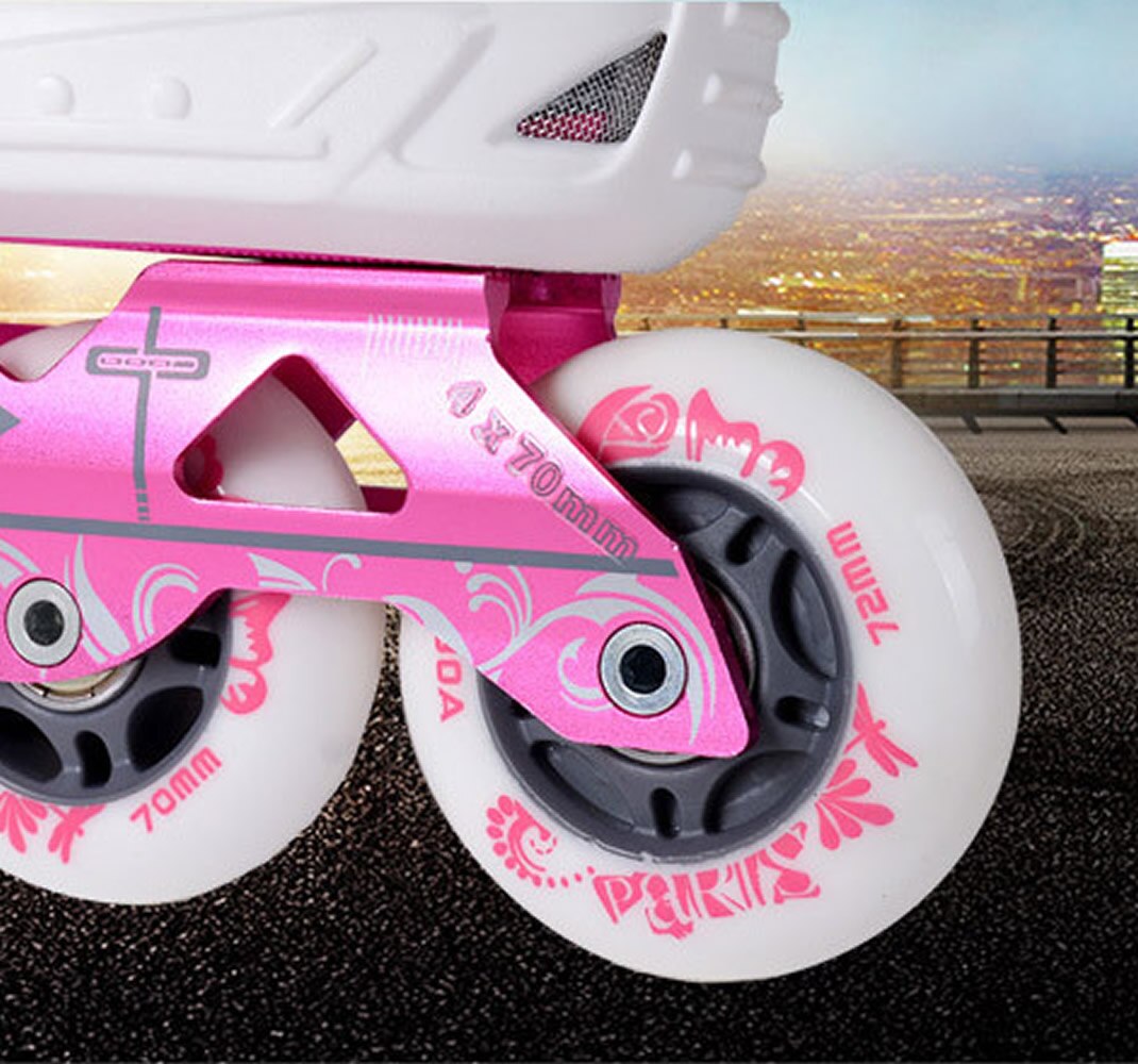 Kids Inline Skates 4 Wheels Shoes For Children Roller Skates Girl's Boy's Blue Pink Skating Shoes With Combo Set