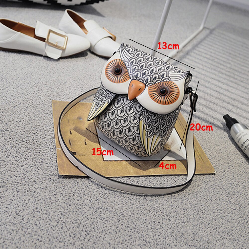 Mini sac à bandoulière en cuir pour femmes, Animal mignon, sacoche à épaule, dessin animé hibou, sacs créatifs pour filles, bourse en polyuréthane, QF Unique