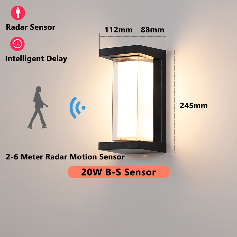 Med bevægelsessensor væglampe udendørs belysning 20w væglamper udendørs  ip65 vandtæt led væglampe veranda balkon have  ac220v: Lysegrøn / Rød