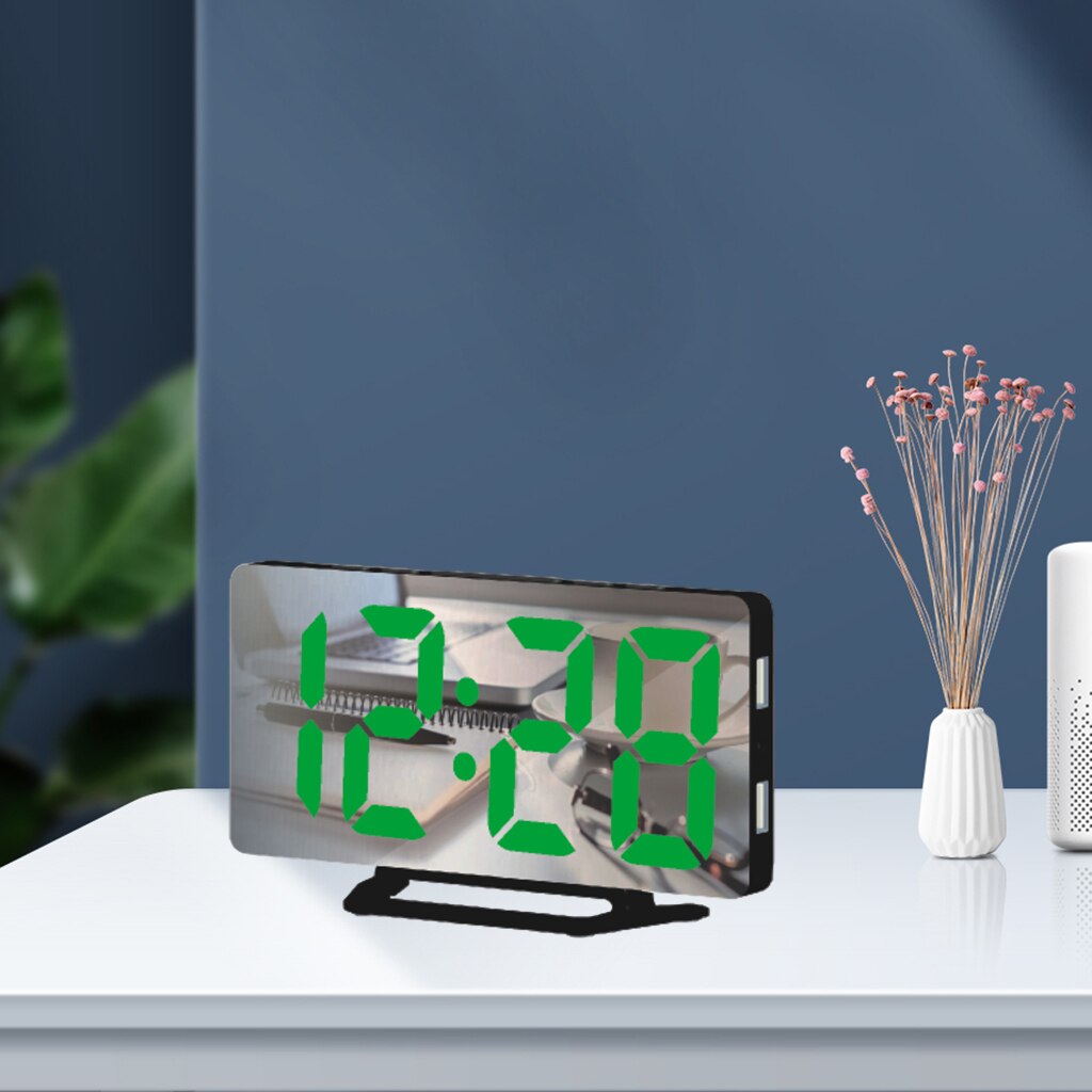LED Digital Wall Clock 2 USB Port Desktop Simple Electronic Clock Student