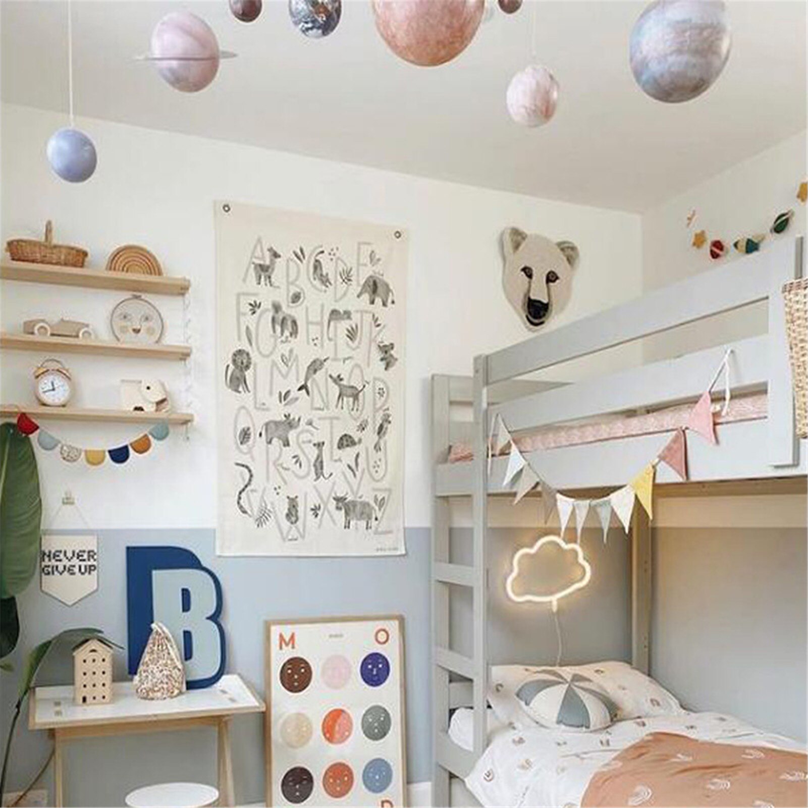 Wall Posters Nordic Style Animal Alphabet Canvas Wall Hanging Children's Home Wall Decoration Photography Background Props