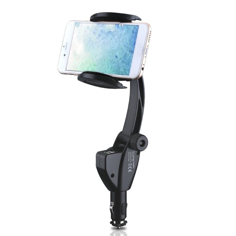 Cigarette Lighter Mount Stand Phone Holder Car Charger Portable Adjustable Bracket Practical Dual USB Universal 360 Degree
