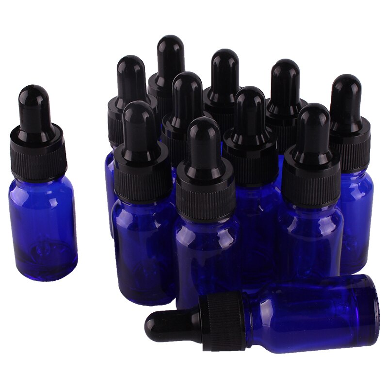12 stks 10 ml Blauw Dropper Flessen met Pipet voor essentiële oliën aromatherapie lab chemicaliën