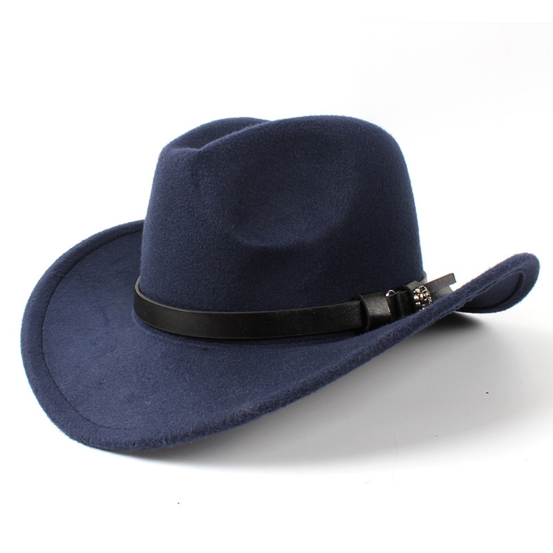Naiset miehet villahuopa länsimainen cowboy hattu roll-up leveä lieri jazz cowgirl sombrero caps sie 56-58 r18