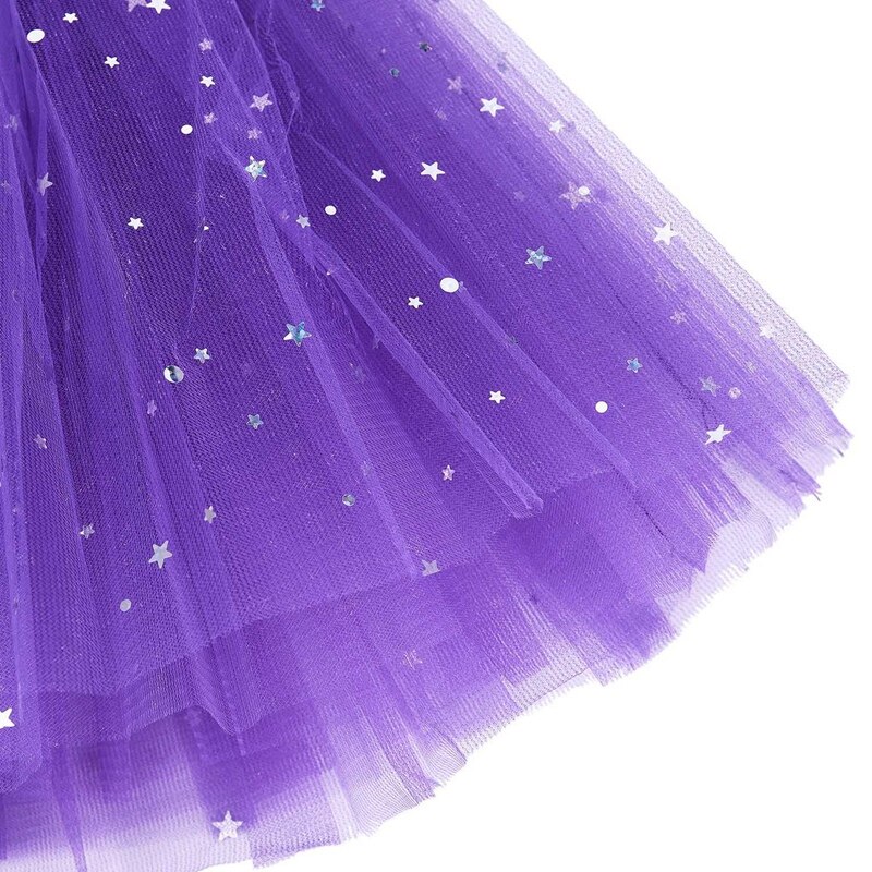 2x smarte babypigetøj stjerner pailletter underkjole balletdans fluffy tutu nederdel lilla og lyseblå