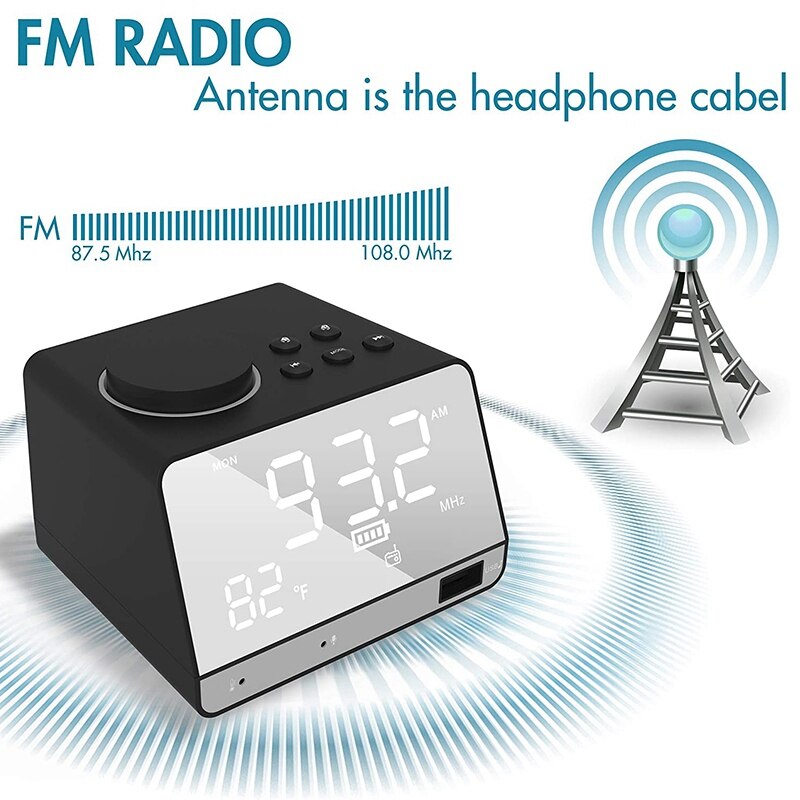 Digital Alarm Clock Radio, Dual Alarm with Bluetooth Speaker, Weekday/Weekend Mode, Snooze, FM Radio Sleep Timer