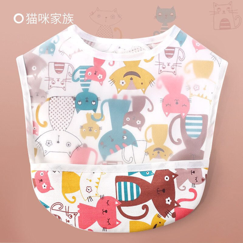 Cotton Baby Bibs EVA Waterproof Lunch Feeding Bibs Baby Cartoon Feeding Cloth Children Baby Apron Babador Bandana: Cat