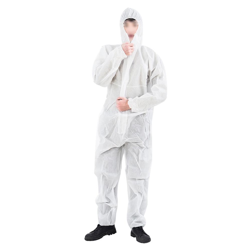 Coverall Hazmat Suit Protection Protective Disposable Dustproof Waterproof Clothing Disposable Factory Hospital Safety Clothing: White / XL