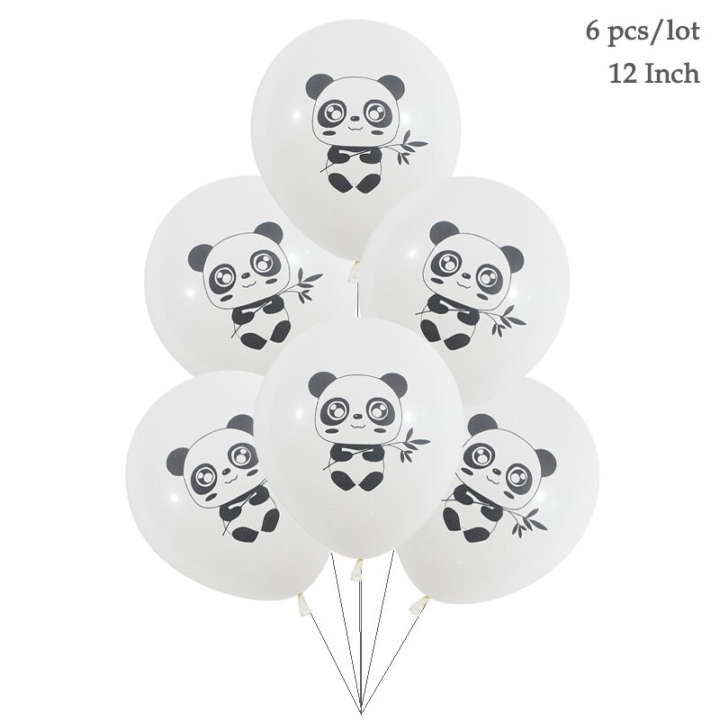 Panda happy birthday banners Kids cartoon panda party decorations black white birthday banners panda foil helium balloons: 6pcs latex balolon